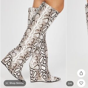 Fashion Nova live a little fun knee-high boots: snakeskin